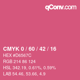 カラーコード: CMYK 0 / 60 / 42 / 16 | qconv.com
