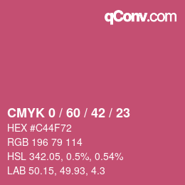 カラーコード: CMYK 0 / 60 / 42 / 23 | qconv.com