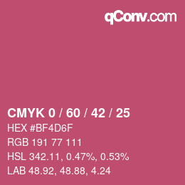 カラーコード: CMYK 0 / 60 / 42 / 25 | qconv.com