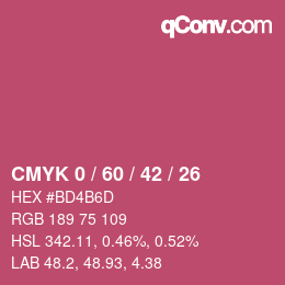 カラーコード: CMYK 0 / 60 / 42 / 26 | qconv.com