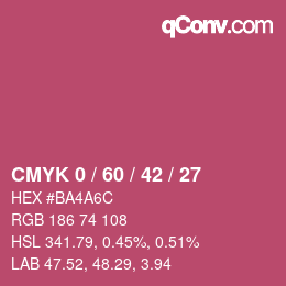 カラーコード: CMYK 0 / 60 / 42 / 27 | qconv.com