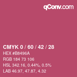 カラーコード: CMYK 0 / 60 / 42 / 28 | qconv.com