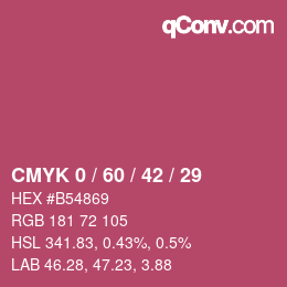 カラーコード: CMYK 0 / 60 / 42 / 29 | qconv.com