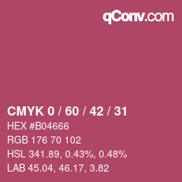 カラーコード: CMYK 0 / 60 / 42 / 31 | qconv.com