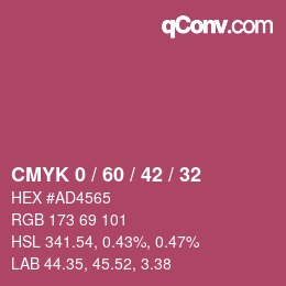 カラーコード: CMYK 0 / 60 / 42 / 32 | qconv.com