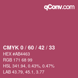 Farbcode: CMYK 0 / 60 / 42 / 33 | qconv.com