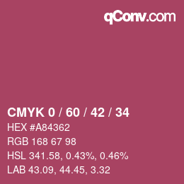 カラーコード: CMYK 0 / 60 / 42 / 34 | qconv.com