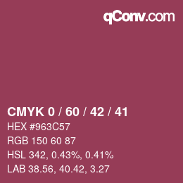 カラーコード: CMYK 0 / 60 / 42 / 41 | qconv.com