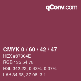 颜色代码: CMYK 0 / 60 / 42 / 47 | qconv.com
