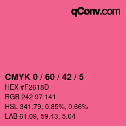 Farbcode: CMYK 0 / 60 / 42 / 5 | qconv.com