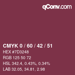 カラーコード: CMYK 0 / 60 / 42 / 51 | qconv.com