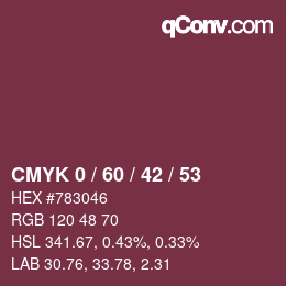 カラーコード: CMYK 0 / 60 / 42 / 53 | qconv.com