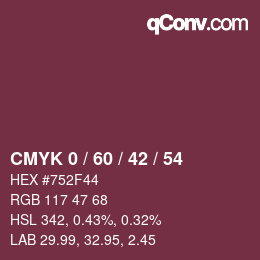 颜色代码: CMYK 0 / 60 / 42 / 54 | qconv.com