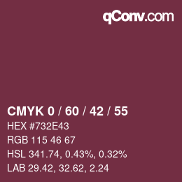 カラーコード: CMYK 0 / 60 / 42 / 55 | qconv.com