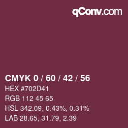 カラーコード: CMYK 0 / 60 / 42 / 56 | qconv.com