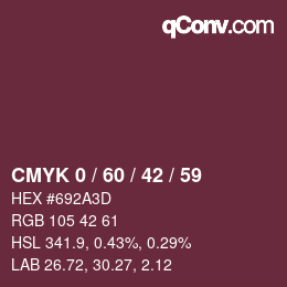 颜色代码: CMYK 0 / 60 / 42 / 59 | qconv.com