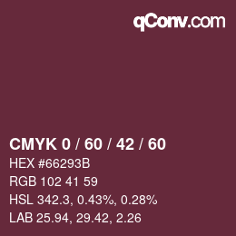 カラーコード: CMYK 0 / 60 / 42 / 60 | qconv.com