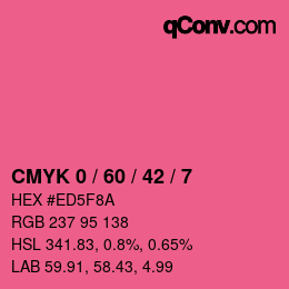 カラーコード: CMYK 0 / 60 / 42 / 7 | qconv.com