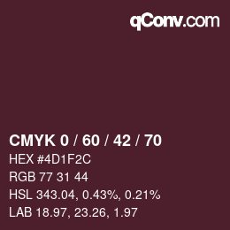 颜色代码: CMYK 0 / 60 / 42 / 70 | qconv.com
