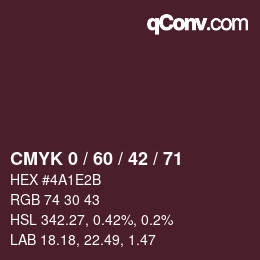 颜色代码: CMYK 0 / 60 / 42 / 71 | qconv.com