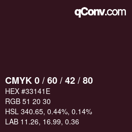 颜色代码: CMYK 0 / 60 / 42 / 80 | qconv.com