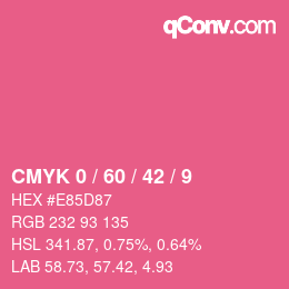 カラーコード: CMYK 0 / 60 / 42 / 9 | qconv.com