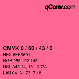 カラーコード: CMYK 0 / 60 / 43 / 0 | qconv.com