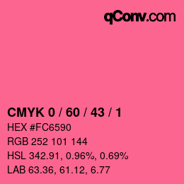 カラーコード: CMYK 0 / 60 / 43 / 1 | qconv.com
