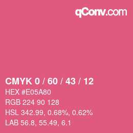 カラーコード: CMYK 0 / 60 / 43 / 12 | qconv.com