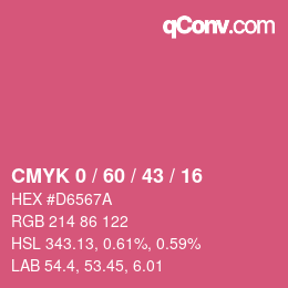 カラーコード: CMYK 0 / 60 / 43 / 16 | qconv.com