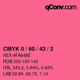 Color code: CMYK 0 / 60 / 43 / 2 | qconv.com