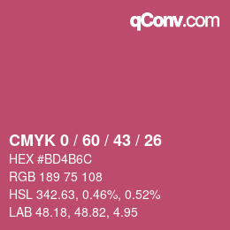 颜色代码: CMYK 0 / 60 / 43 / 26 | qconv.com