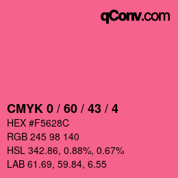 颜色代码: CMYK 0 / 60 / 43 / 4 | qconv.com