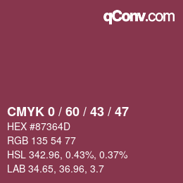 Color code: CMYK 0 / 60 / 43 / 47 | qconv.com