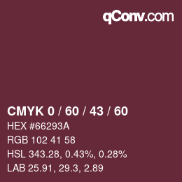 カラーコード: CMYK 0 / 60 / 43 / 60 | qconv.com