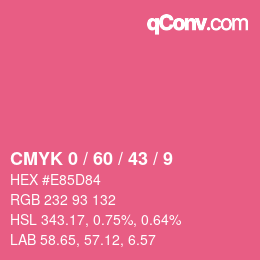 カラーコード: CMYK 0 / 60 / 43 / 9 | qconv.com