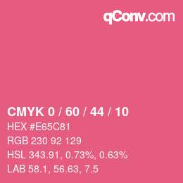 颜色代码: CMYK 0 / 60 / 44 / 10 | qconv.com