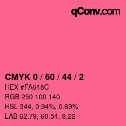 カラーコード: CMYK 0 / 60 / 44 / 2 | qconv.com