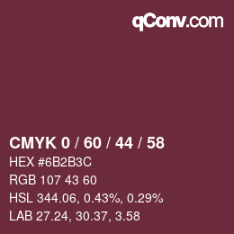 カラーコード: CMYK 0 / 60 / 44 / 58 | qconv.com