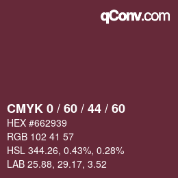 カラーコード: CMYK 0 / 60 / 44 / 60 | qconv.com