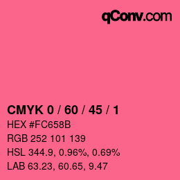 カラーコード: CMYK 0 / 60 / 45 / 1 | qconv.com