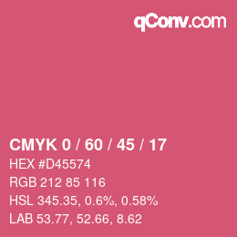 カラーコード: CMYK 0 / 60 / 45 / 17 | qconv.com