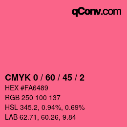 カラーコード: CMYK 0 / 60 / 45 / 2 | qconv.com