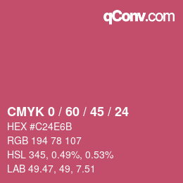 カラーコード: CMYK 0 / 60 / 45 / 24 | qconv.com