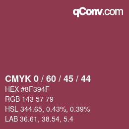 カラーコード: CMYK 0 / 60 / 45 / 44 | qconv.com