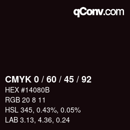 颜色代码: CMYK 0 / 60 / 45 / 92 | qconv.com