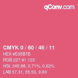 カラーコード: CMYK 0 / 60 / 46 / 11 | qconv.com
