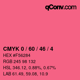 Color code: CMYK 0 / 60 / 46 / 4 | qconv.com