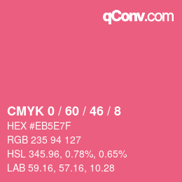 カラーコード: CMYK 0 / 60 / 46 / 8 | qconv.com