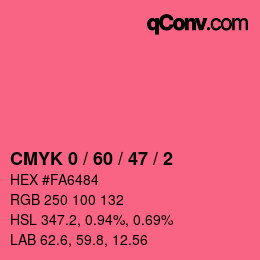 カラーコード: CMYK 0 / 60 / 47 / 2 | qconv.com